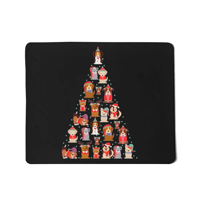 Cute Dogs Puppies Christmas Tree Mousepad