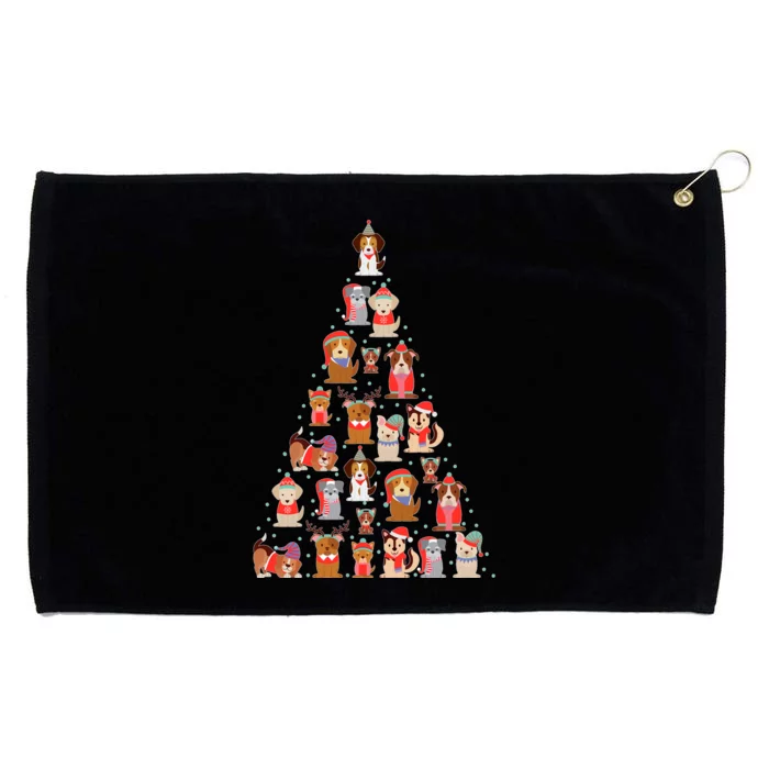 Cute Dogs Puppies Christmas Tree Grommeted Golf Towel