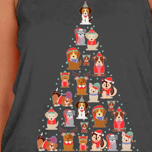 Cute Dogs Puppies Christmas Tree Women's Knotted Racerback Tank