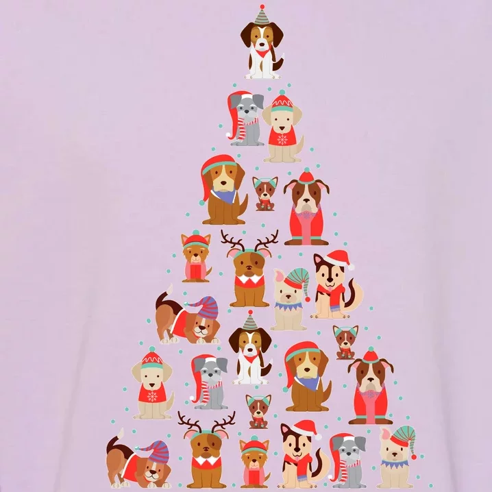 Cute Dogs Puppies Christmas Tree Garment-Dyed Sweatshirt