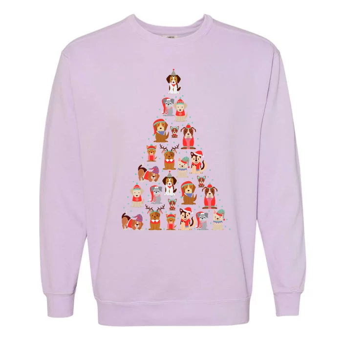 Cute Dogs Puppies Christmas Tree Garment-Dyed Sweatshirt