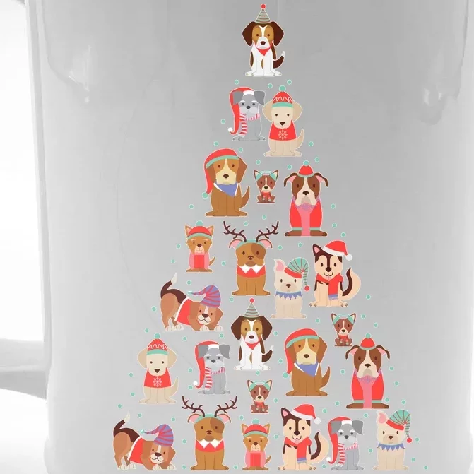 Cute Dogs Puppies Christmas Tree Front & Back Beer Stein