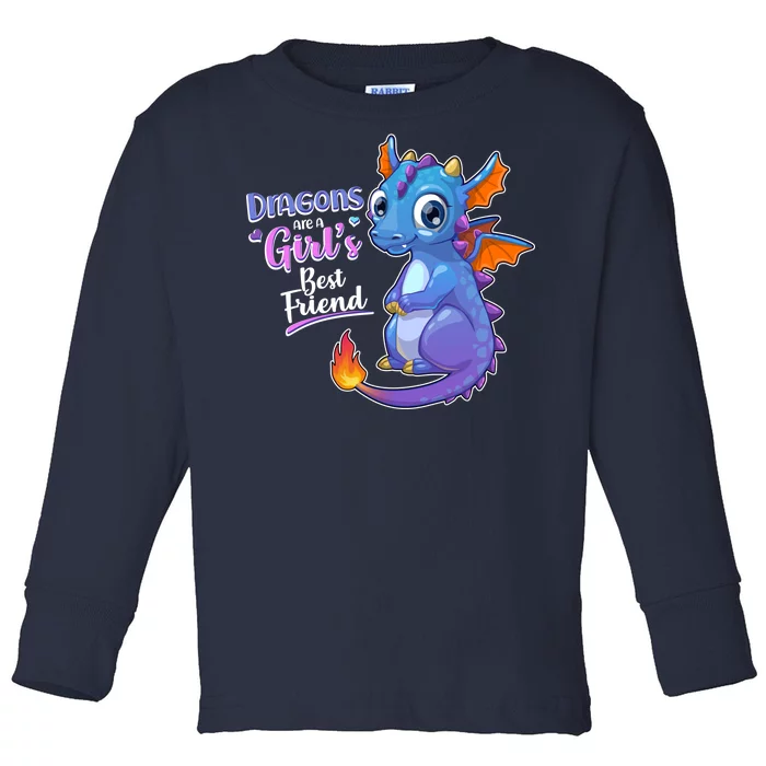 Cute Dragons Are A Girl's Best Friend Toddler Long Sleeve Shirt