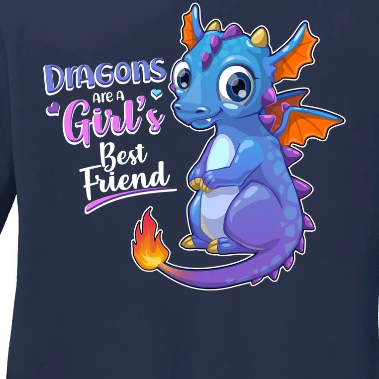 Cute Dragons Are A Girl's Best Friend Ladies Long Sleeve Shirt