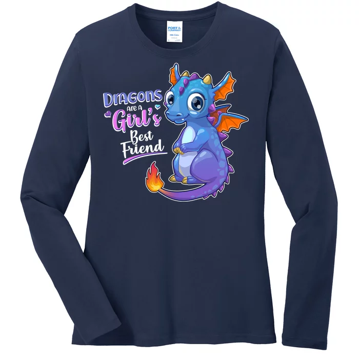 Cute Dragons Are A Girl's Best Friend Ladies Long Sleeve Shirt