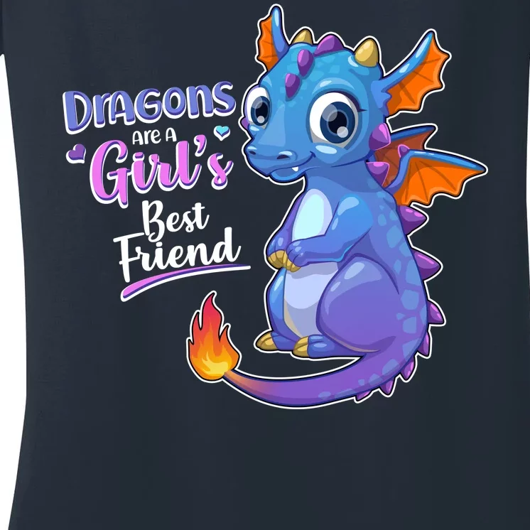 Cute Dragons Are A Girl's Best Friend Women's V-Neck T-Shirt