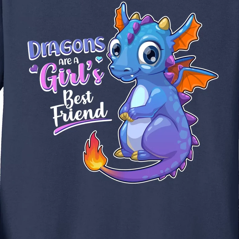 Cute Dragons Are A Girl's Best Friend Kids Long Sleeve Shirt