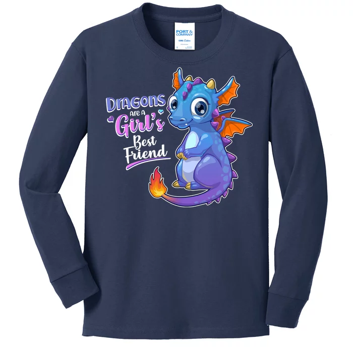 Cute Dragons Are A Girl's Best Friend Kids Long Sleeve Shirt