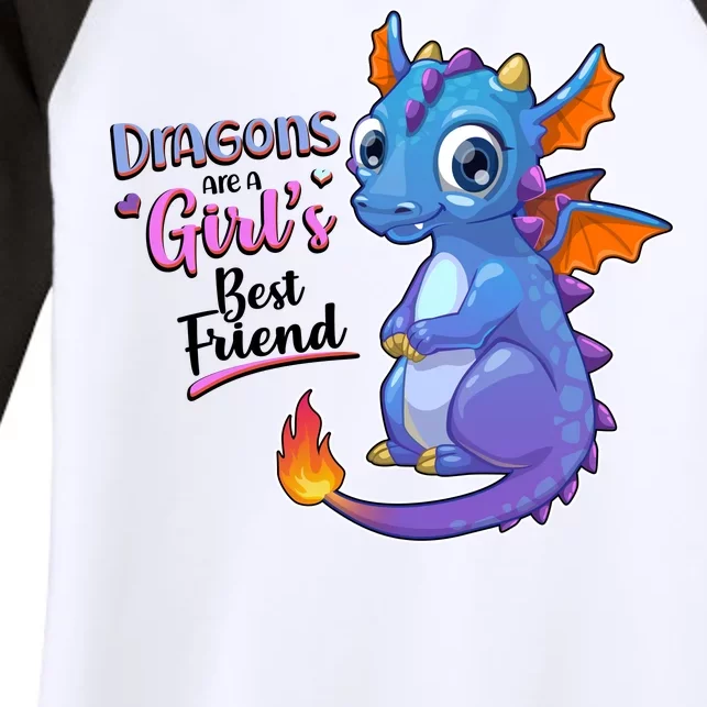 Cute Dragons Are A Girl's Best Friend Women's Tri-Blend 3/4-Sleeve Raglan Shirt