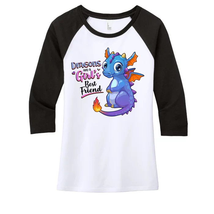 Cute Dragons Are A Girl's Best Friend Women's Tri-Blend 3/4-Sleeve Raglan Shirt