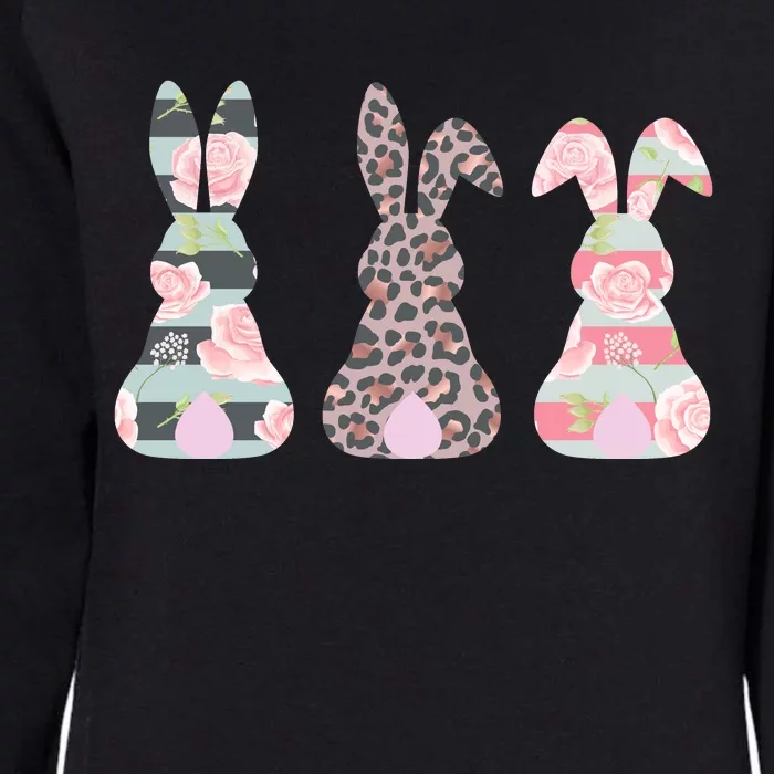 Cute Easter Bunnies Rose Stripe Leopard Patterns Womens California Wash Sweatshirt