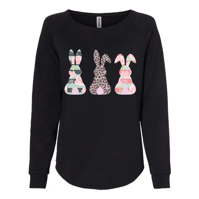 Cute Easter Bunnies Rose Stripe Leopard Patterns Womens California Wash Sweatshirt