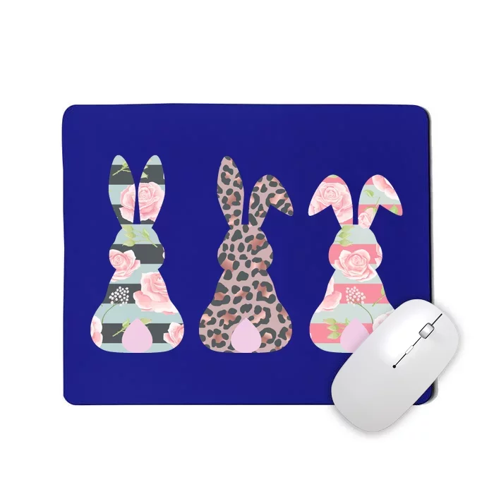 Cute Easter Bunnies Rose Stripe Leopard Patterns Mousepad