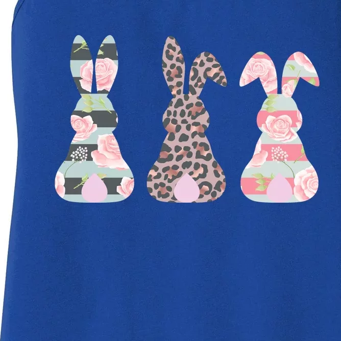 Cute Easter Bunnies Rose Stripe Leopard Patterns Women's Racerback Tank