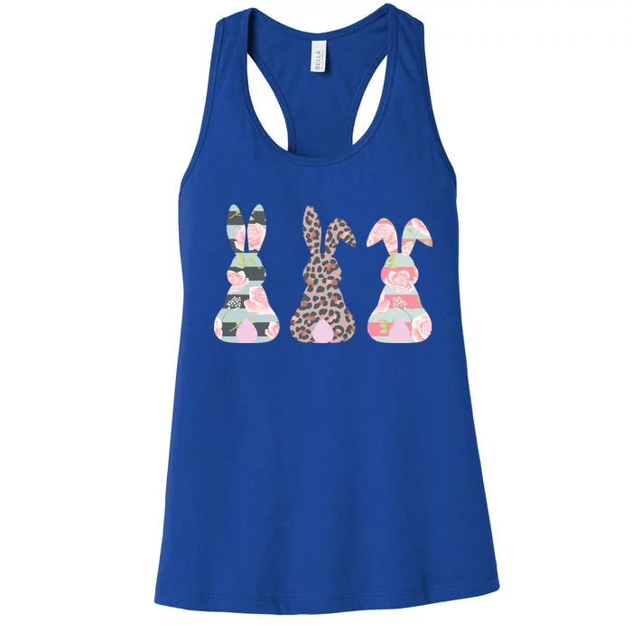 Cute Easter Bunnies Rose Stripe Leopard Patterns Women's Racerback Tank