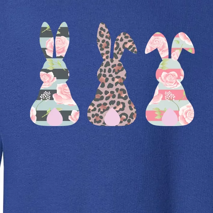 Cute Easter Bunnies Rose Stripe Leopard Patterns Toddler Sweatshirt