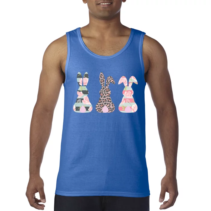 Cute Easter Bunnies Rose Stripe Leopard Patterns Tank Top