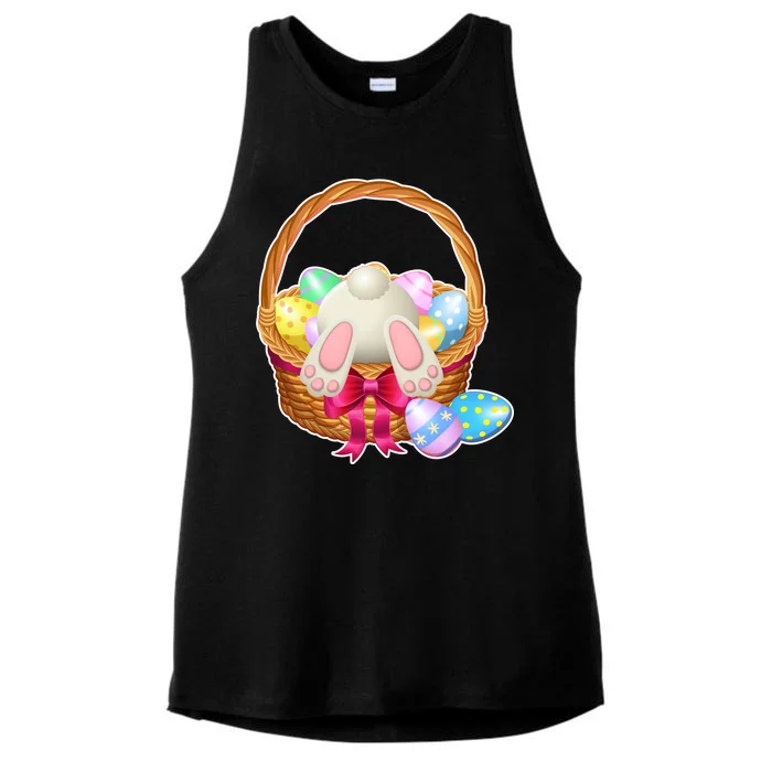 Cute Easter Bunny Basket Ladies Tri-Blend Wicking Tank