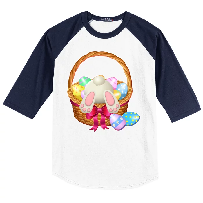 Cute Easter Bunny Basket Baseball Sleeve Shirt