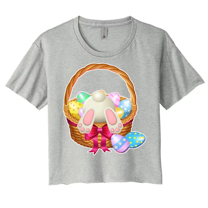 Cute Easter Bunny Basket Women's Crop Top Tee