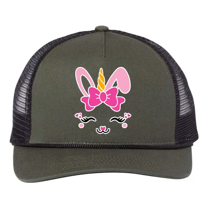 Cute Easter Bunny Unicorn Magical Retro Rope Trucker Hat Cap