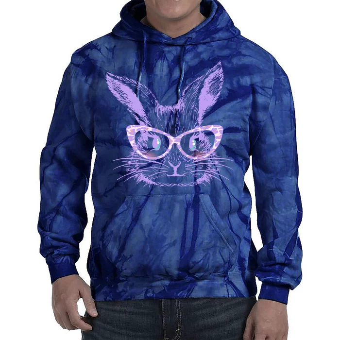 Cute Easter Bunny With Glasses Tie Dye Hoodie