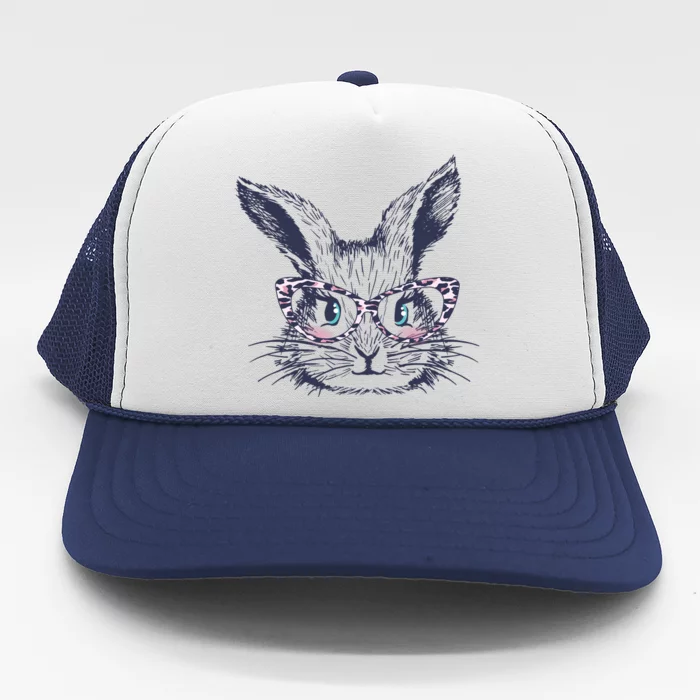 Cute Easter Bunny With Glasses Trucker Hat