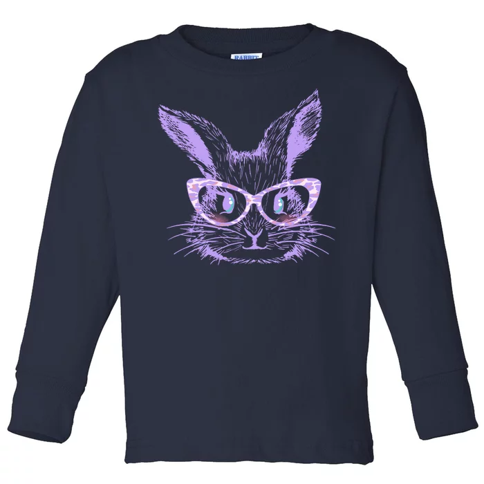 Cute Easter Bunny With Glasses Toddler Long Sleeve Shirt