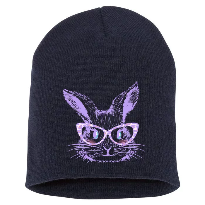 Cute Easter Bunny With Glasses Short Acrylic Beanie