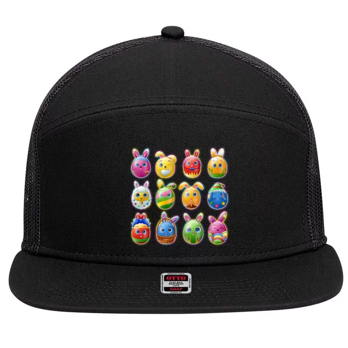 Cute Easter Eggs 7 Panel Mesh Trucker Snapback Hat