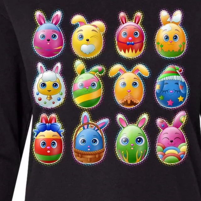 Cute Easter Eggs Womens Cotton Relaxed Long Sleeve T-Shirt