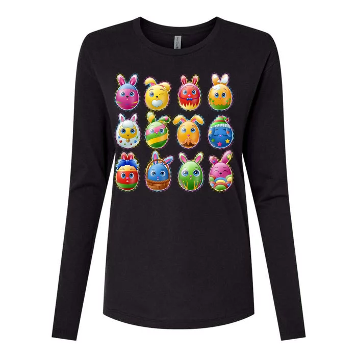 Cute Easter Eggs Womens Cotton Relaxed Long Sleeve T-Shirt