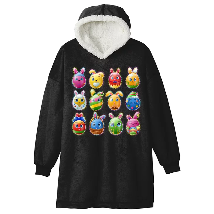 Cute Easter Eggs Hooded Wearable Blanket