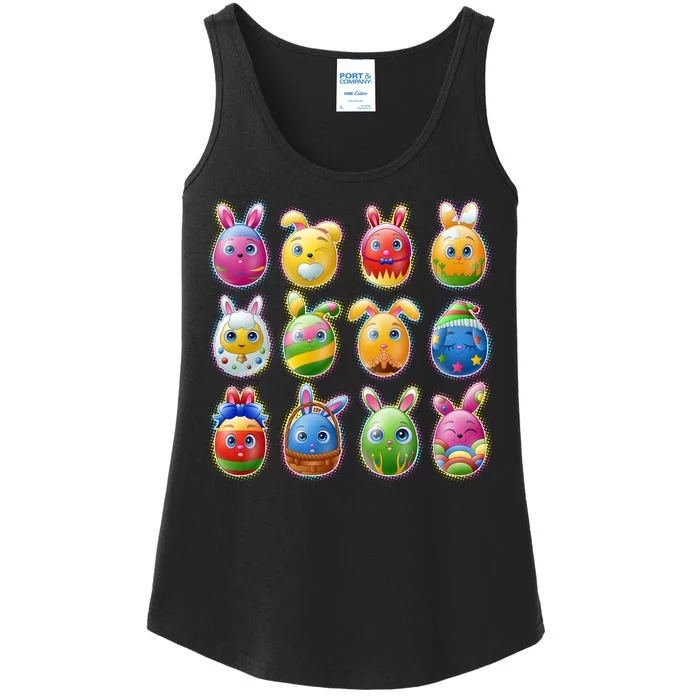 Cute Easter Eggs Ladies Essential Tank