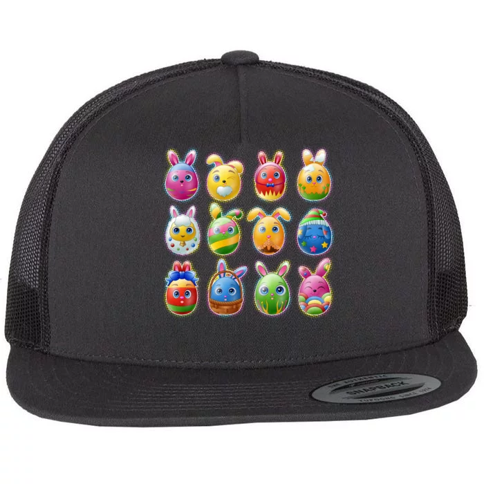 Cute Easter Eggs Flat Bill Trucker Hat