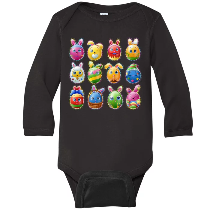 Cute Easter Eggs Baby Long Sleeve Bodysuit