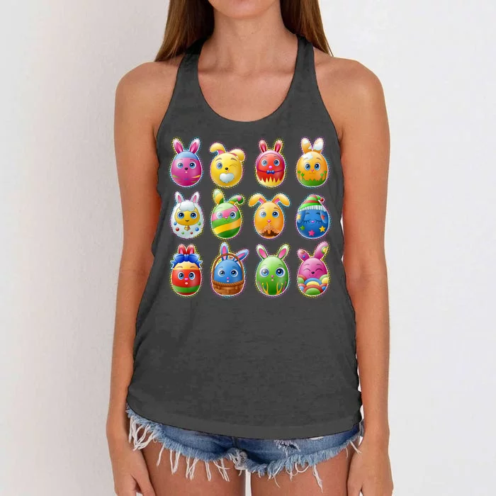 Cute Easter Eggs Women's Knotted Racerback Tank