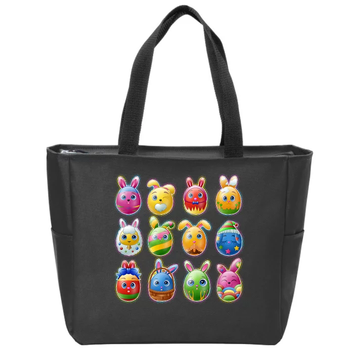 Cute Easter Eggs Zip Tote Bag