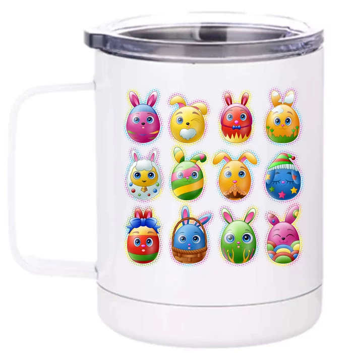 Cute Easter Eggs Front & Back 12oz Stainless Steel Tumbler Cup