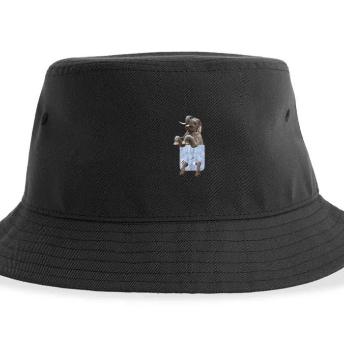 Cute Elephant Front Pocket Sustainable Bucket Hat