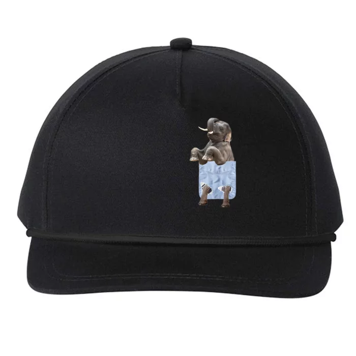 Cute Elephant Front Pocket Snapback Five-Panel Rope Hat