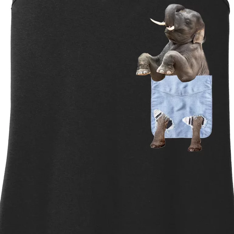 Cute Elephant Front Pocket Ladies Essential Tank