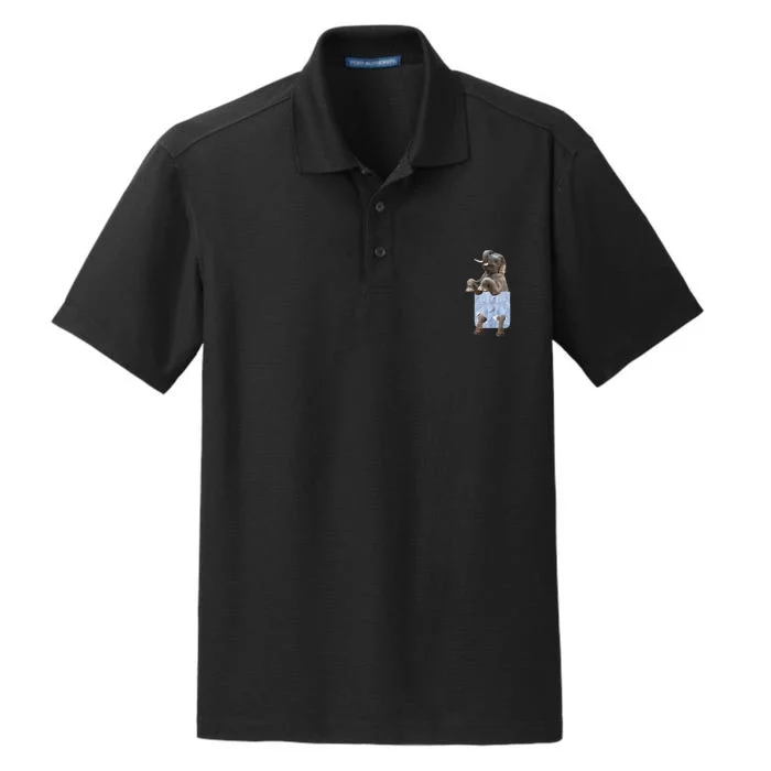 Cute Elephant Front Pocket Dry Zone Grid Performance Polo