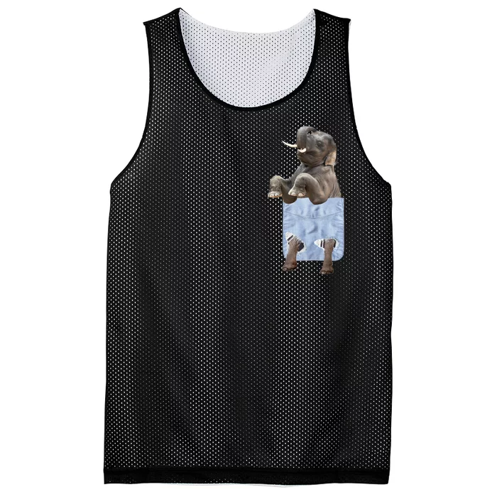 Cute Elephant Front Pocket Mesh Reversible Basketball Jersey Tank