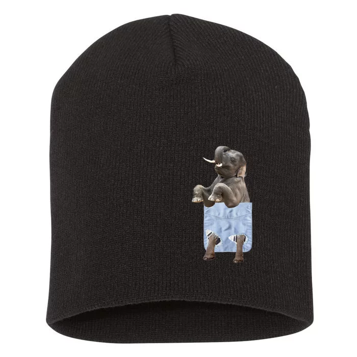 Cute Elephant Front Pocket Short Acrylic Beanie