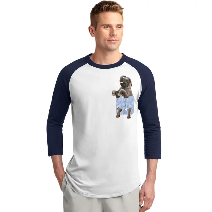 Cute Elephant Front Pocket Baseball Sleeve Shirt