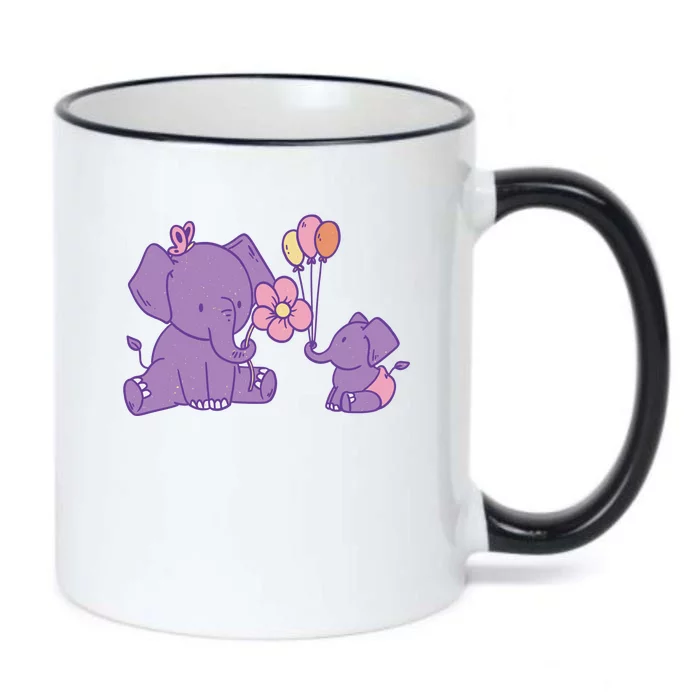 Cute Elephants Black Color Changing Mug