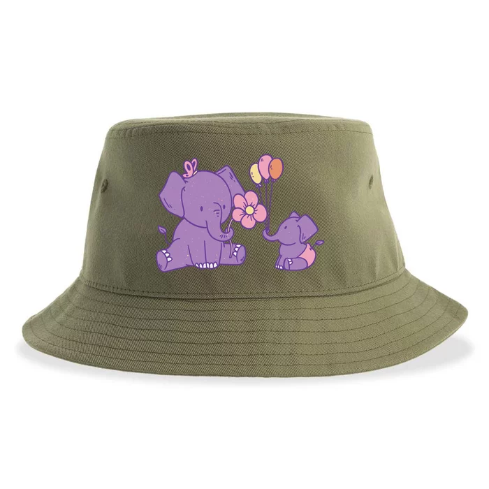 Cute Elephants Sustainable Bucket Hat