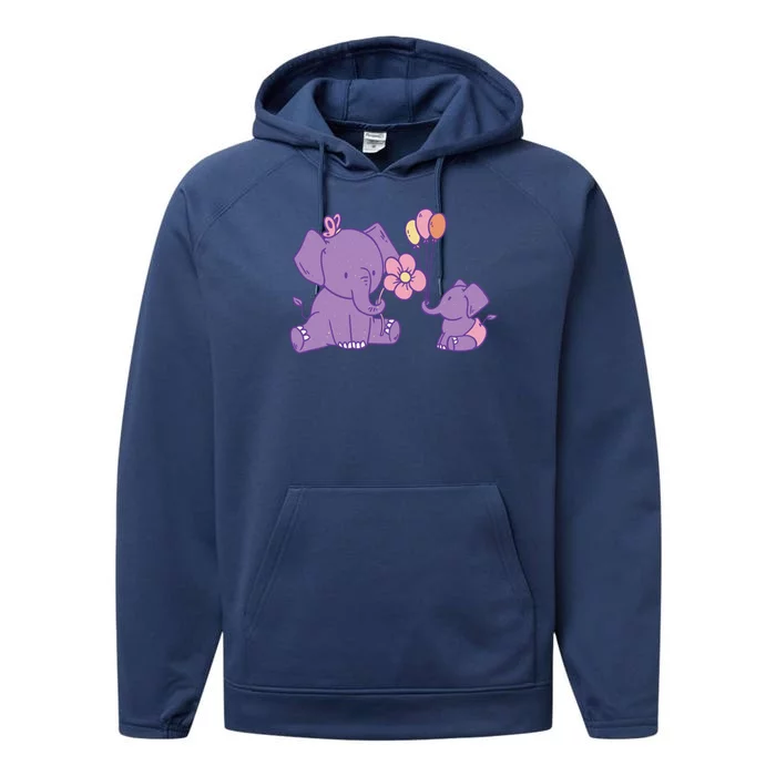 Cute Elephants Performance Fleece Hoodie