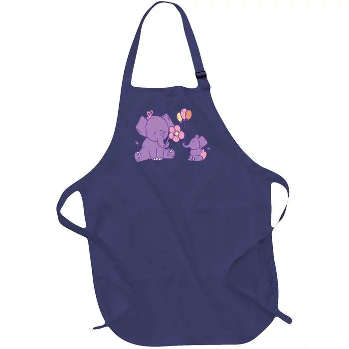 Cute Elephants Full-Length Apron With Pocket